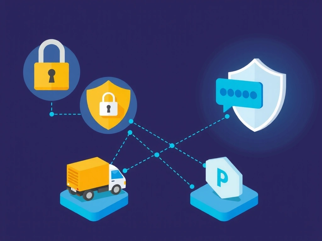 Illustration de verrous numériques et de boucliers, symbolisant la sécurité des données et le partage sécurisé.